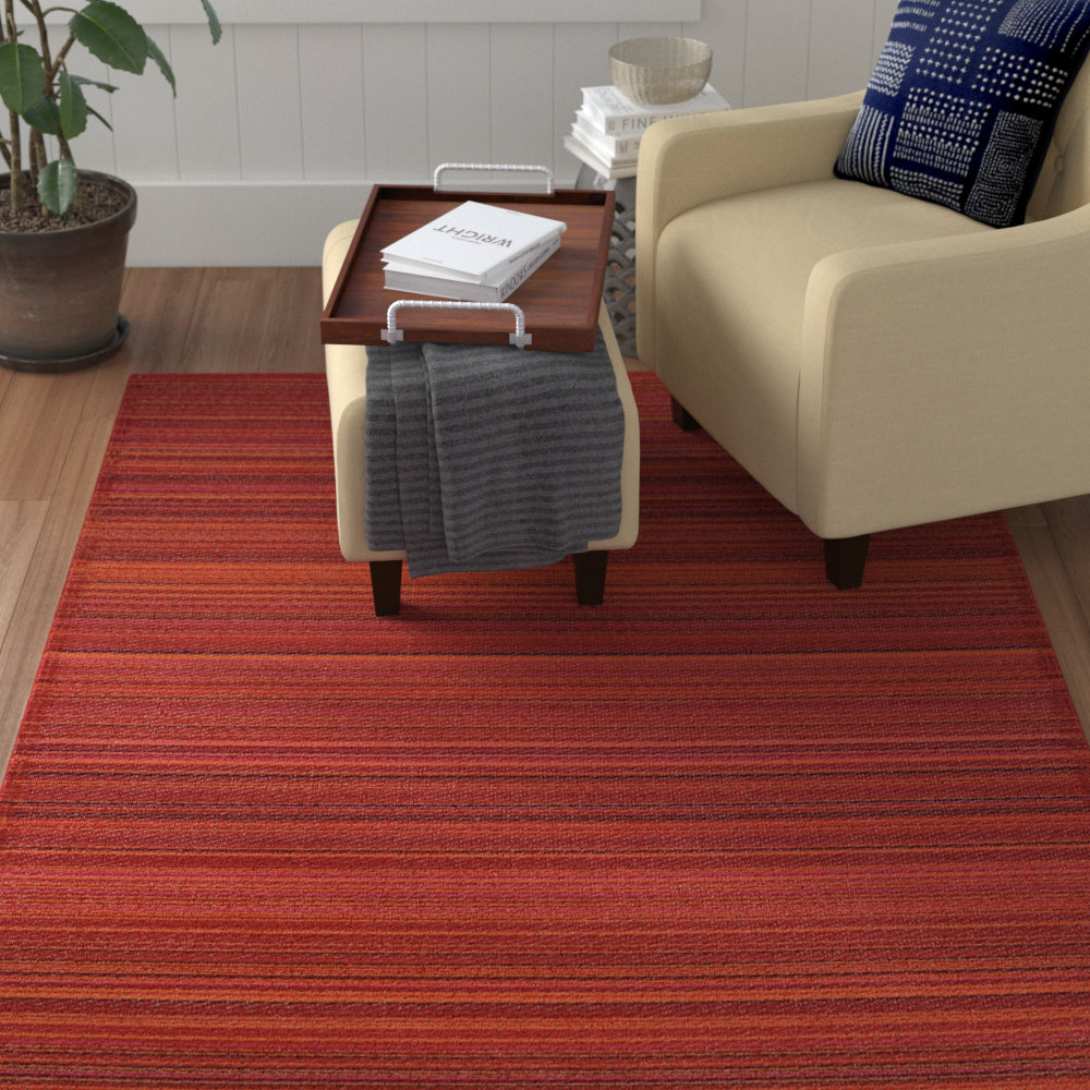 Highland Dunes Brinkerhoff Striped Red Indoor/Outdoor Area Rug ...