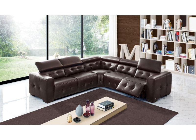 Orren Ellis Bulkley Symmetrical Leather Reclining Sectional Wayfair