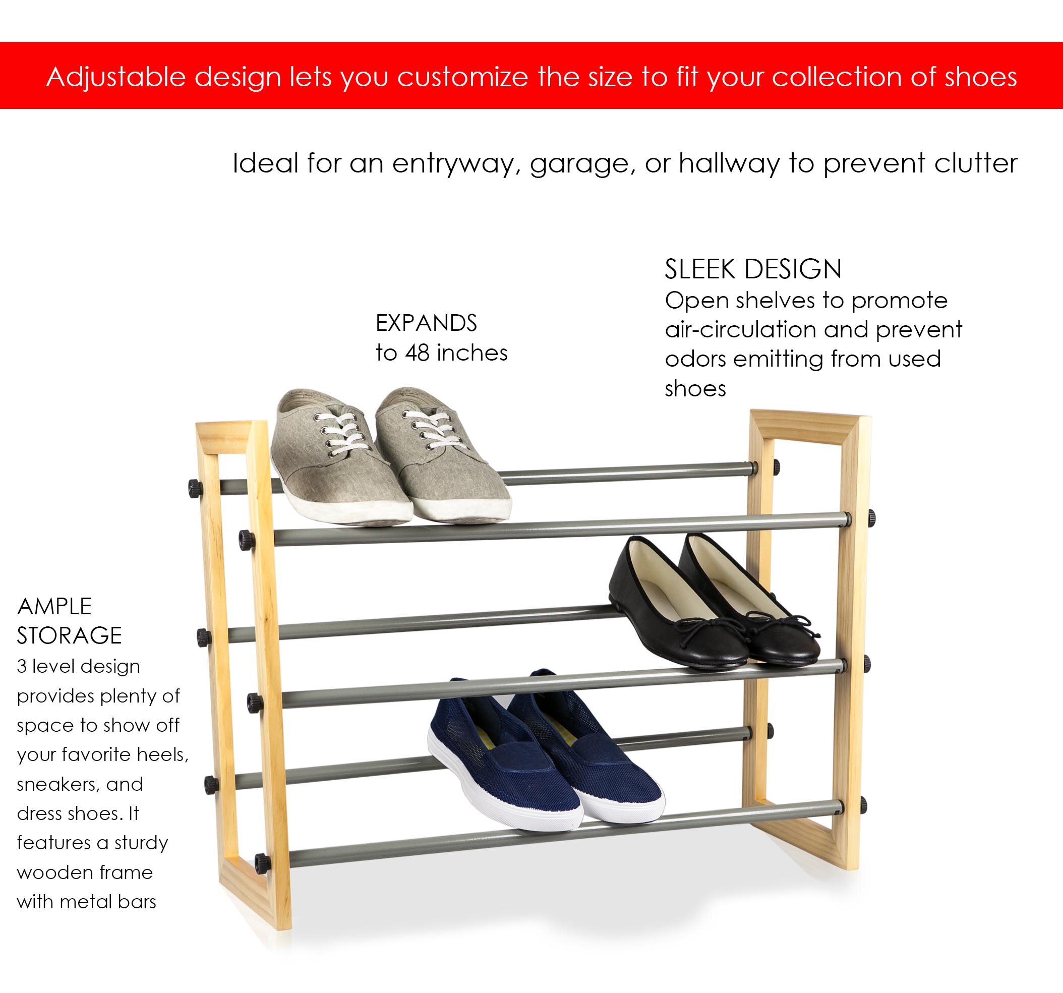 Sunbeam Expandable 3 Tier 9 Pair Shoe Rack Reviews Wayfair