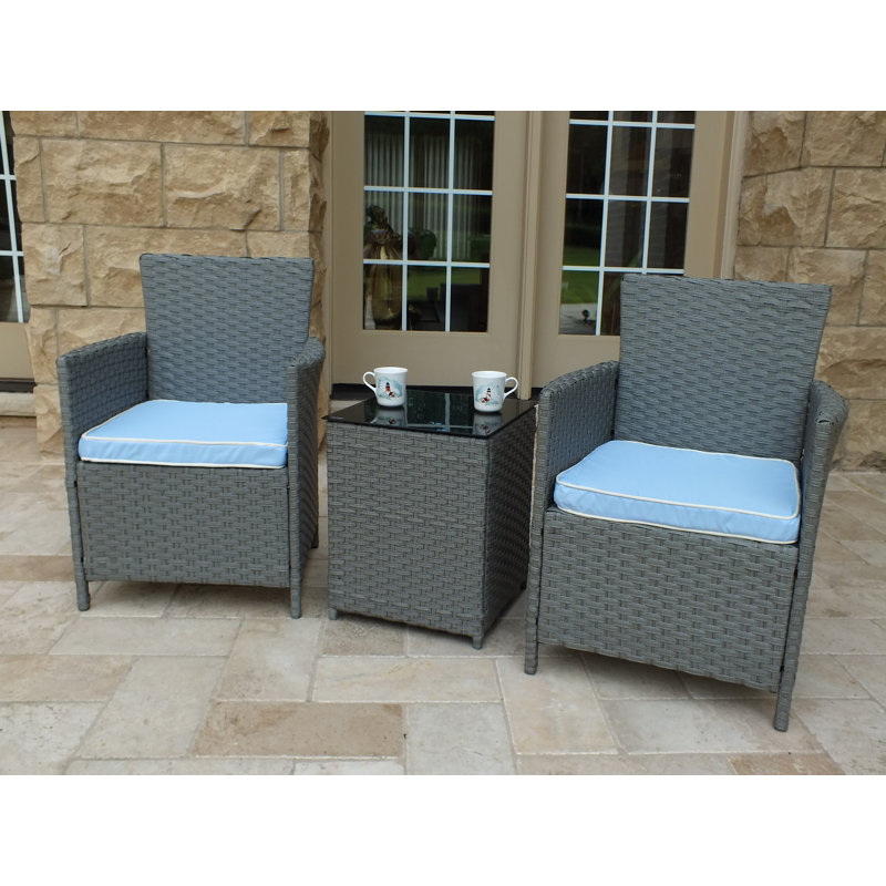 Andover Mills Pendergast 3 Piece Rattan Seating Group With Cushions Reviews Wayfair