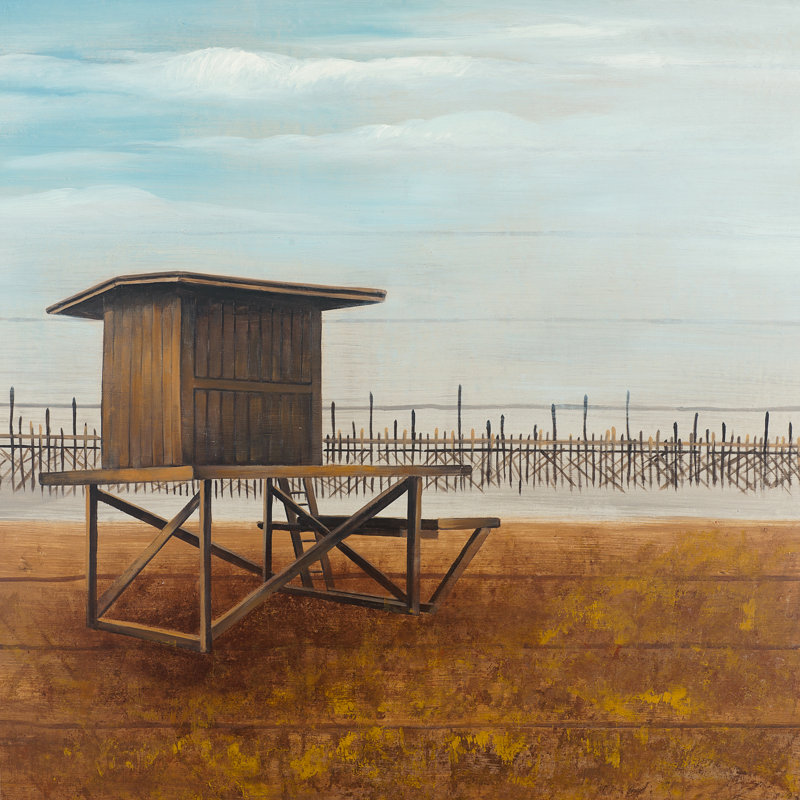 Highland Dunes Newport Beach Lifeguard Tower Oil Painting Print