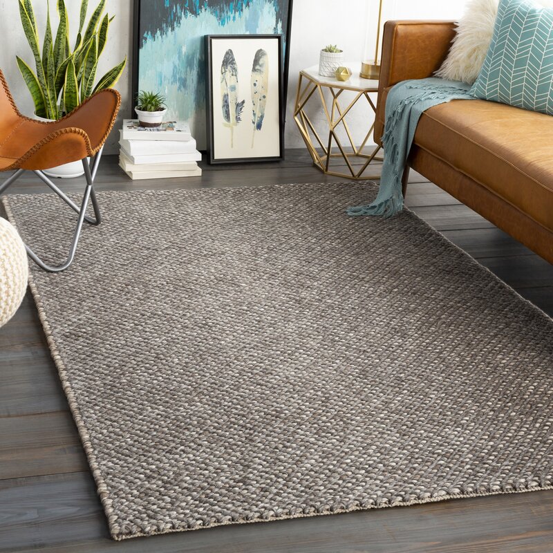 Gracie Oaks Cutright Solid Textured Dark Brown Area Rug | Wayfair