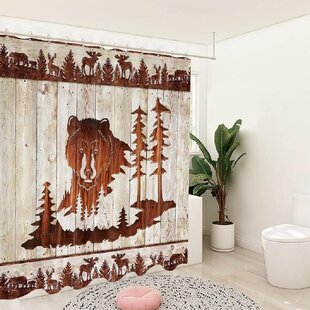 Wild animal moose Shower Curtain Bathroom Waterproof Fabric & 12hooks 71*71inch 