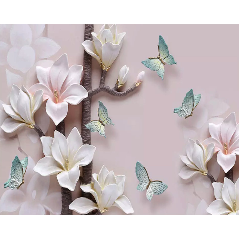 Latitude Run Cadenville 3d Butterfly Minimalist Texture Wall Mural