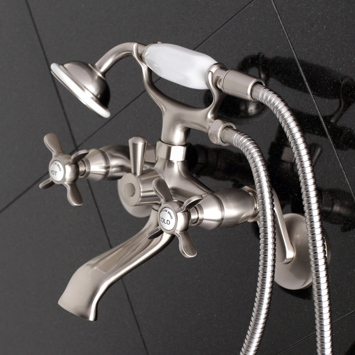 Kingston Brass Essex Double Handle Wall Mounted Clawfoot Tub