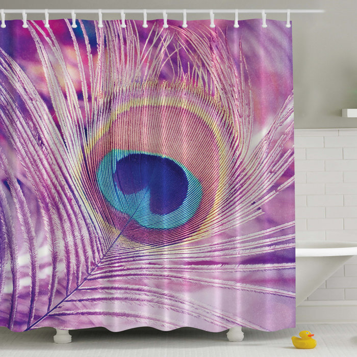 Ambesonne Peacock Feather Print Single Shower Curtain Wayfair Ca