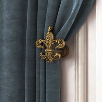 2 x Classic Curtain Tie Back Hook Antique Gold Fleur De Lis