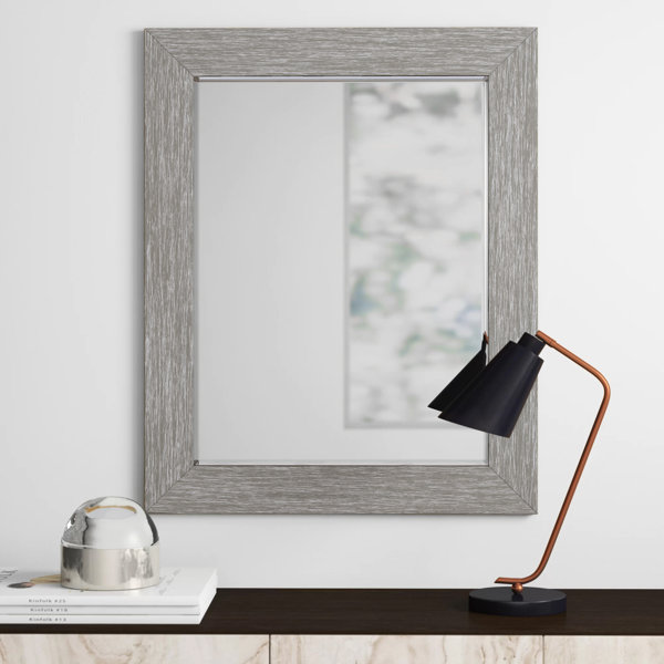 MIRROR TREND 22 x 30-Inch Large Rectangular Wall Mirror with Glass Panel and Black Metal Framed Rounded Corner Deep Set Design for Bathroom Living Room or Entryway Decorative