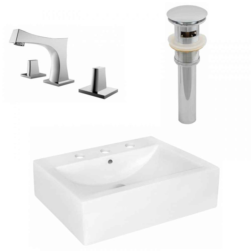 Royalpurplebathkitchen Above Counter Ceramic Rectangular Vessel Bathroom Sink With Faucet And Overflow Wayfair