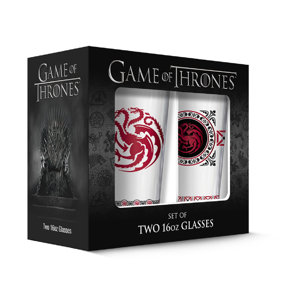 2 Piece Targaryen Game of Thrones 16 Oz. Glass Set