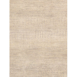 Transitional Hand-Knotted Rayon from Bamboo Silk and Wool Beige/Silver Area Rug