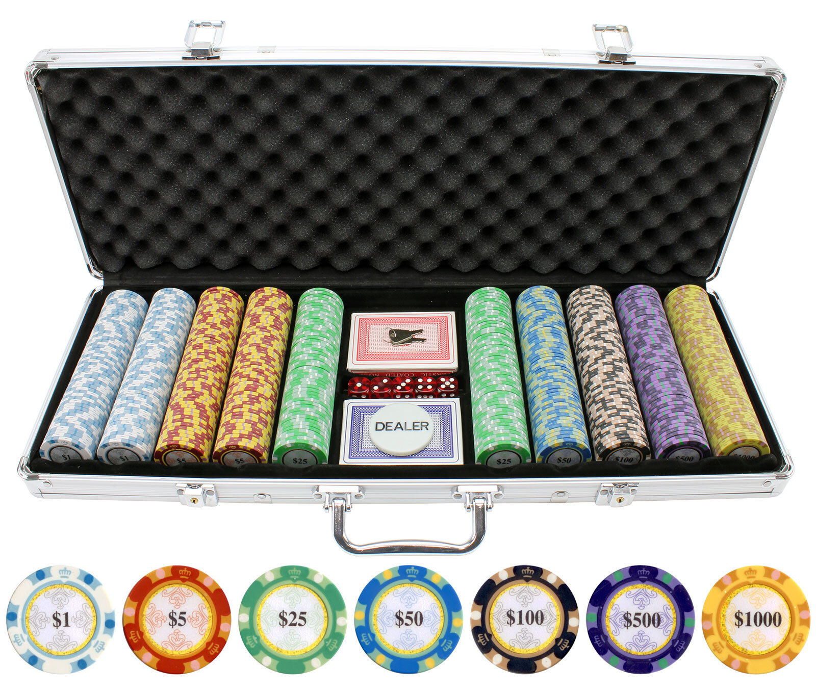 100 poker chips Monte Carlo 14 gram choice of 9 denominations 