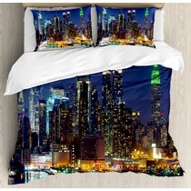 New York City Skyline American Themed Reversible Bedding Duvet Quilt Cover Set