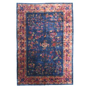 Hand-Knotted Blue Area Rug