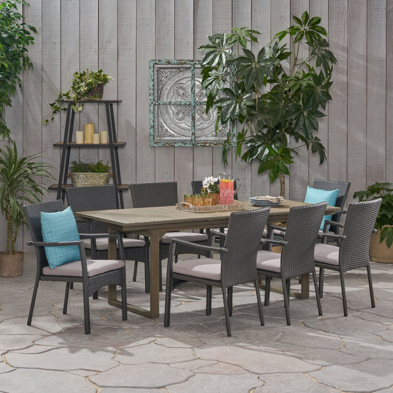 Ivy Bronx Chul Outdoor 9 Piece Dining Set with Cushions ...