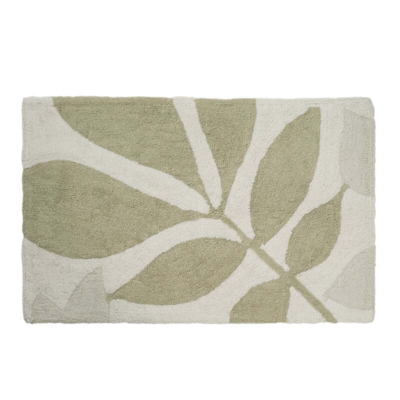 Bay Isle Home Erick Shadow Leaves Rectangle 100% Cotton Floral Bath Rug ...