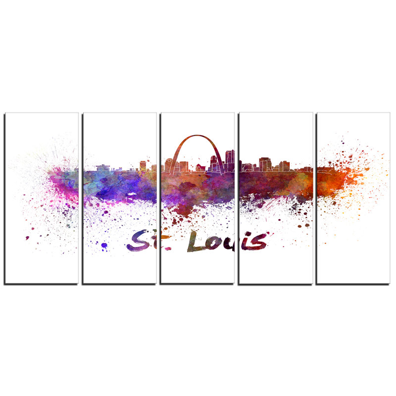 Designart St Louis Skyline Cityscape 5 Piece Painting Print On