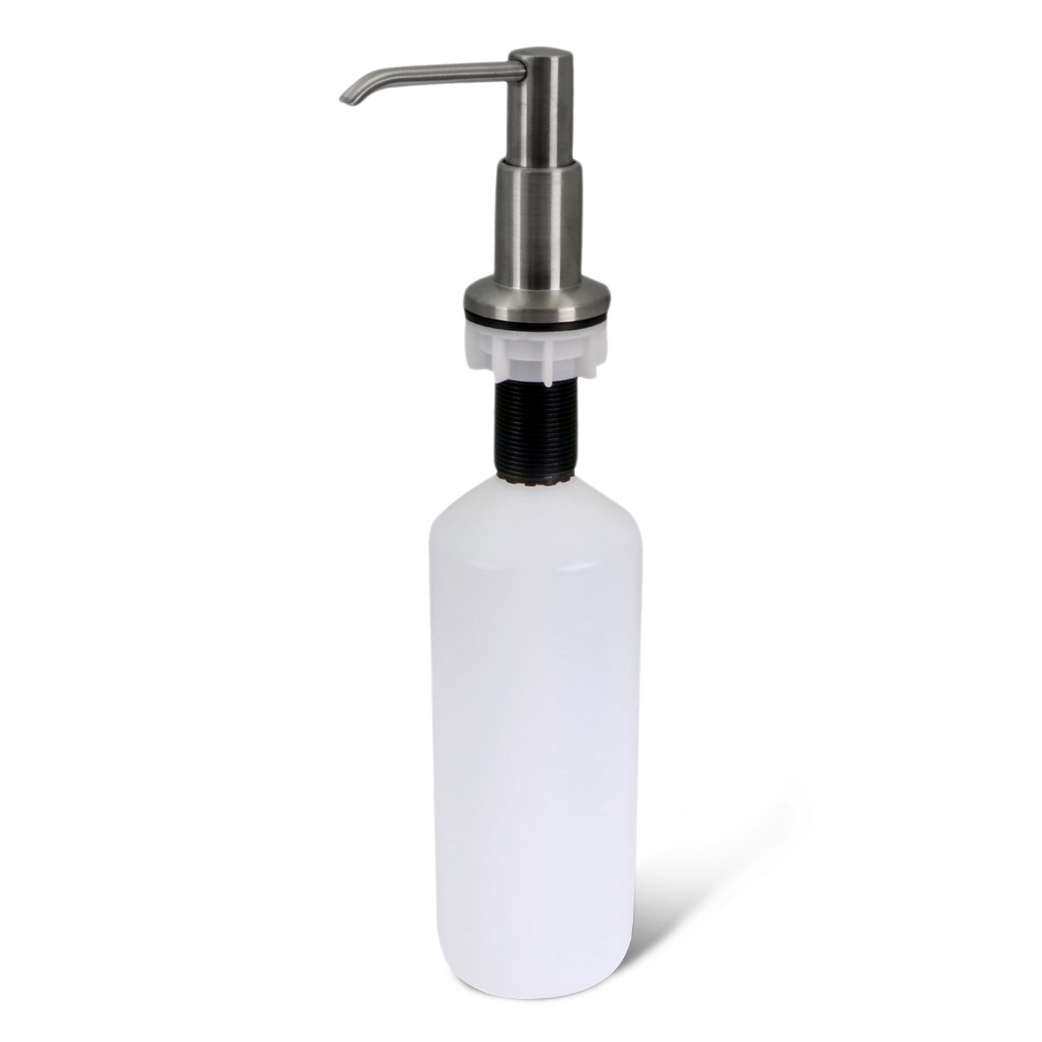 Stainless Steel Soap Dispenser For Kitchen Sink Built In Design For Counter Top With Large Liquid Lotion Bottle, Brushed Nickel