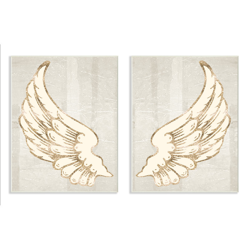 Stupell Industries Modern Baroque Angel Wings Light Gray 2 Piece Wall Plaque Art Set Wayfair
