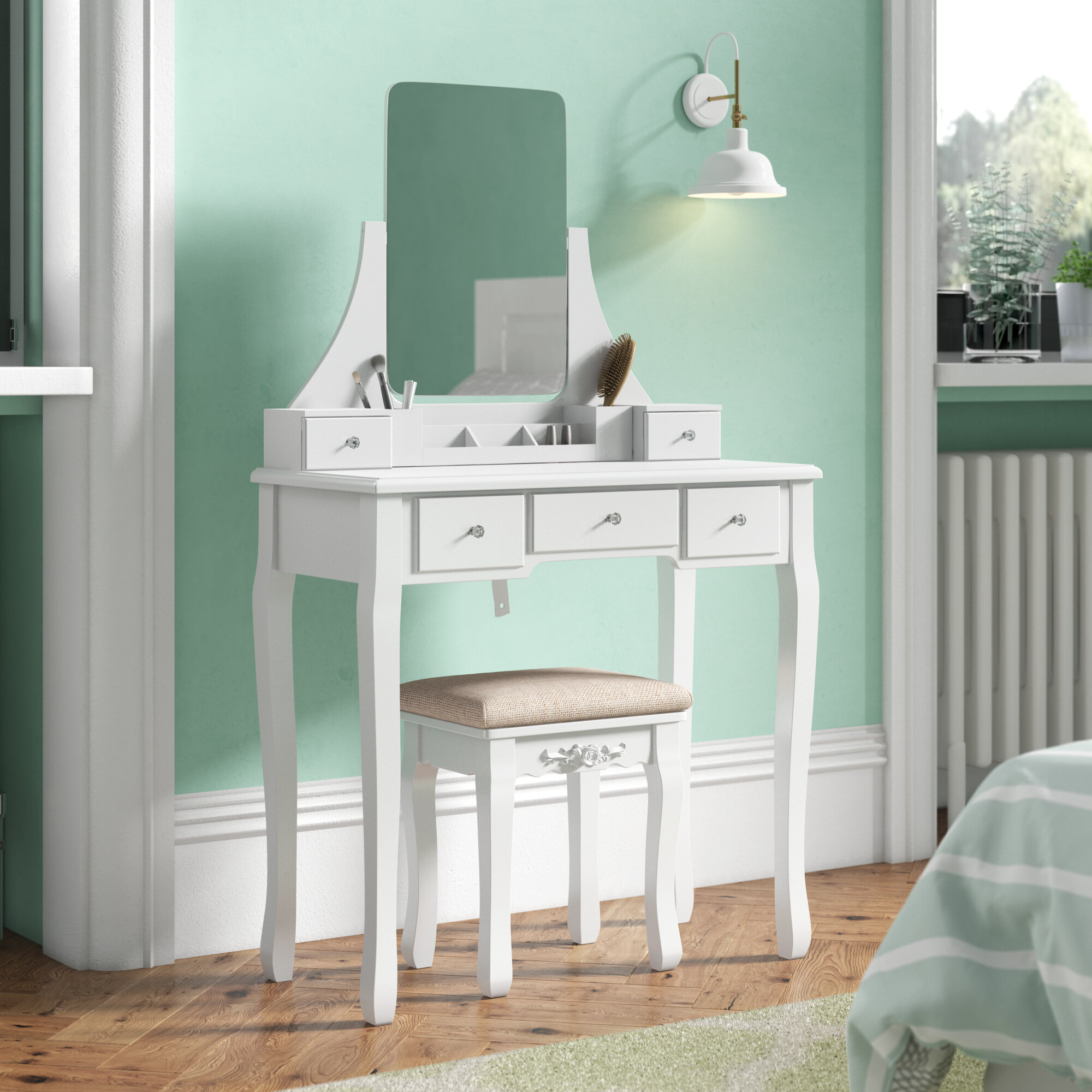 Three Posts Arkin Dressing Table Set With Mirror Reviews Wayfaircouk