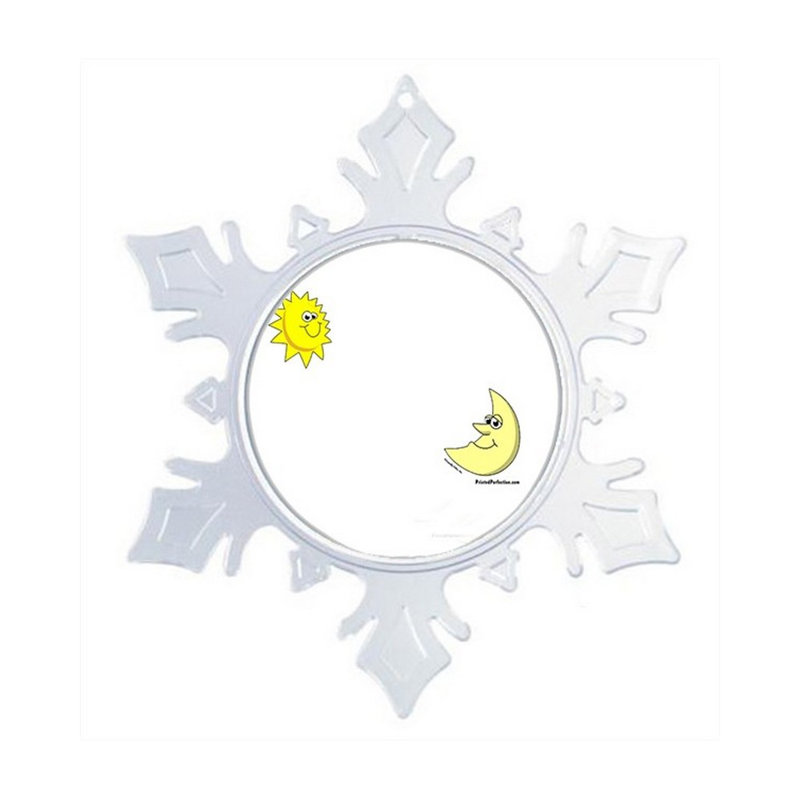 The Holiday Aisle Personalized Friendly Folks Cartoon Snowflake Sun And Moon Christmas Holiday Shaped Ornament Wayfair