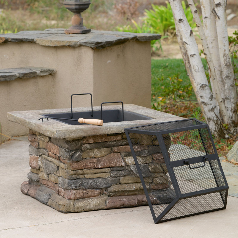 Laurel Foundry Modern Farmhouse Colton Faux Stone Wood Burning Fire Colton Faux Stone Wood Burning Fire Pit Table