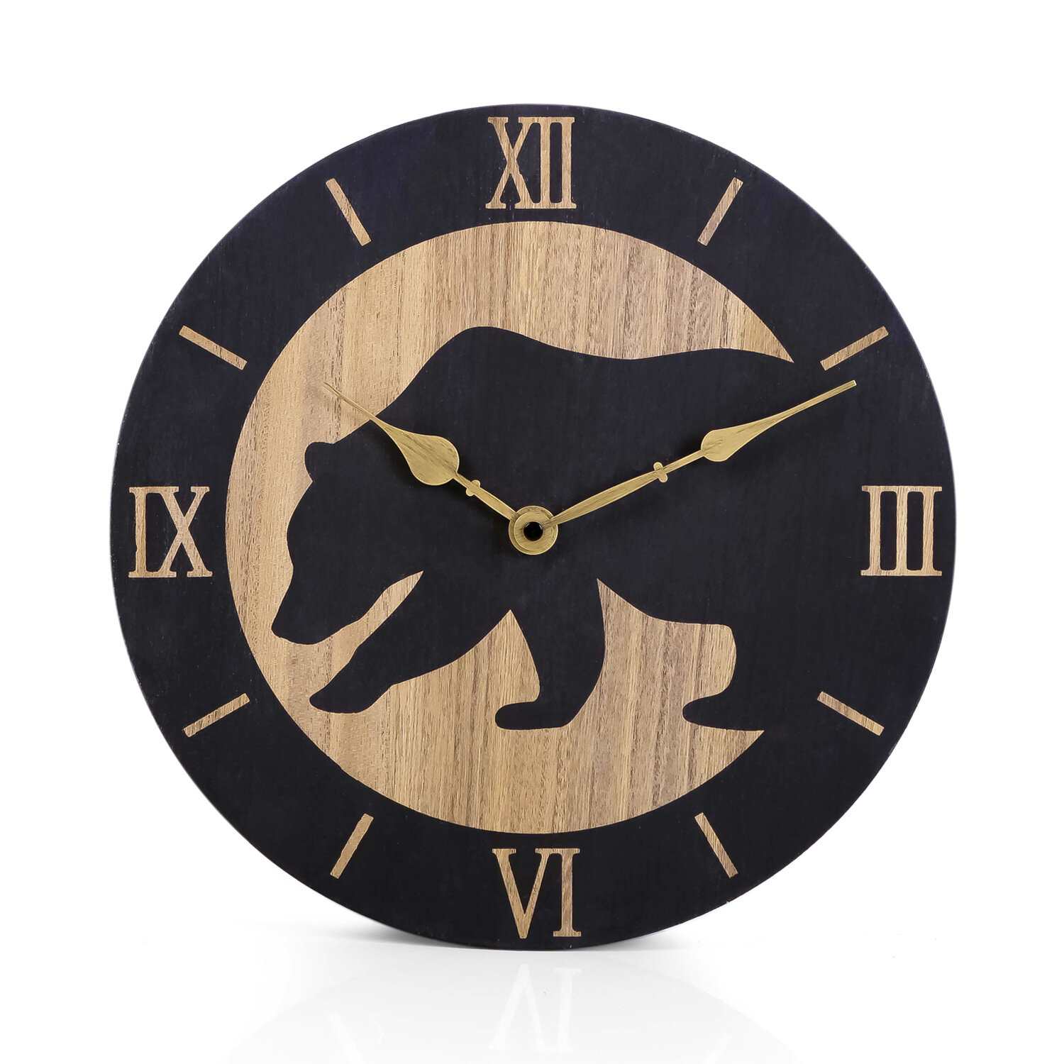 Bear Silhouette Wooden Wall Clock 