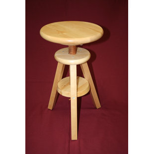 Wooden Adjustable Height Swivel Bar Stool by