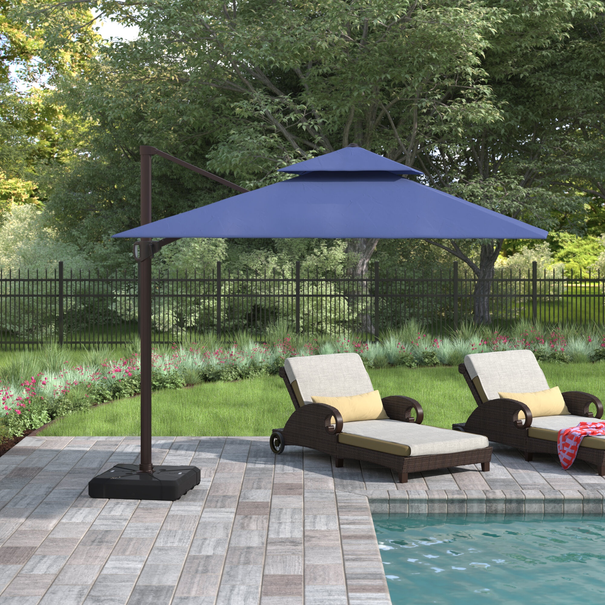 Black Parasol Outdoor Canopy Patio Garden Umbrella Cover Cantilever Sun Shade 