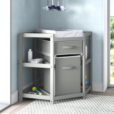 Defranco Changing Table with Pad and with Basket and with Hamper