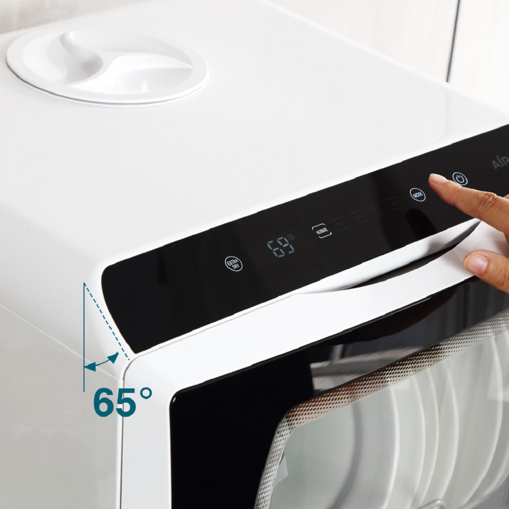 AIRMSEN 50 Decibel dBA White Portable Countertop Dishwasher with 5
