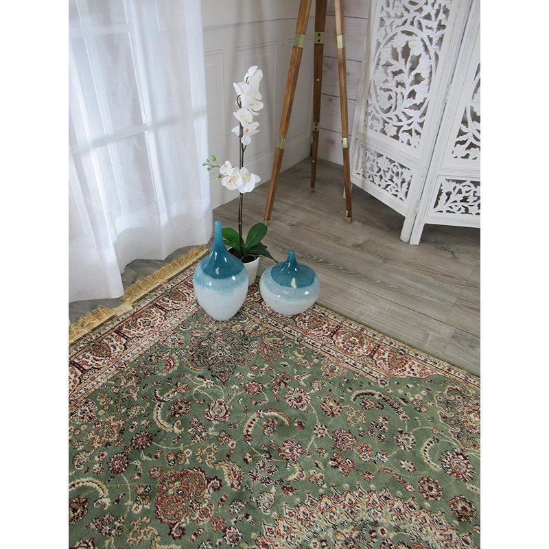 Astoria Grand Shanelle Living Room Hand Knotted Silk Green Rug Reviews Wayfair