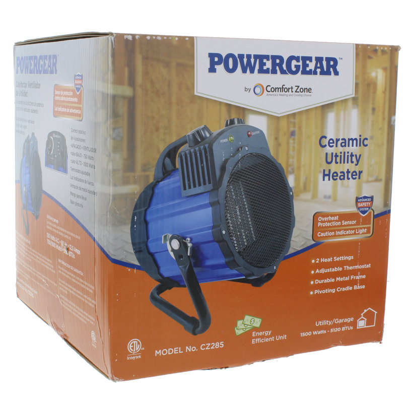 Comfort Zone Barrel Jobsite Ceramic 750 Watt Electric Fan Utility