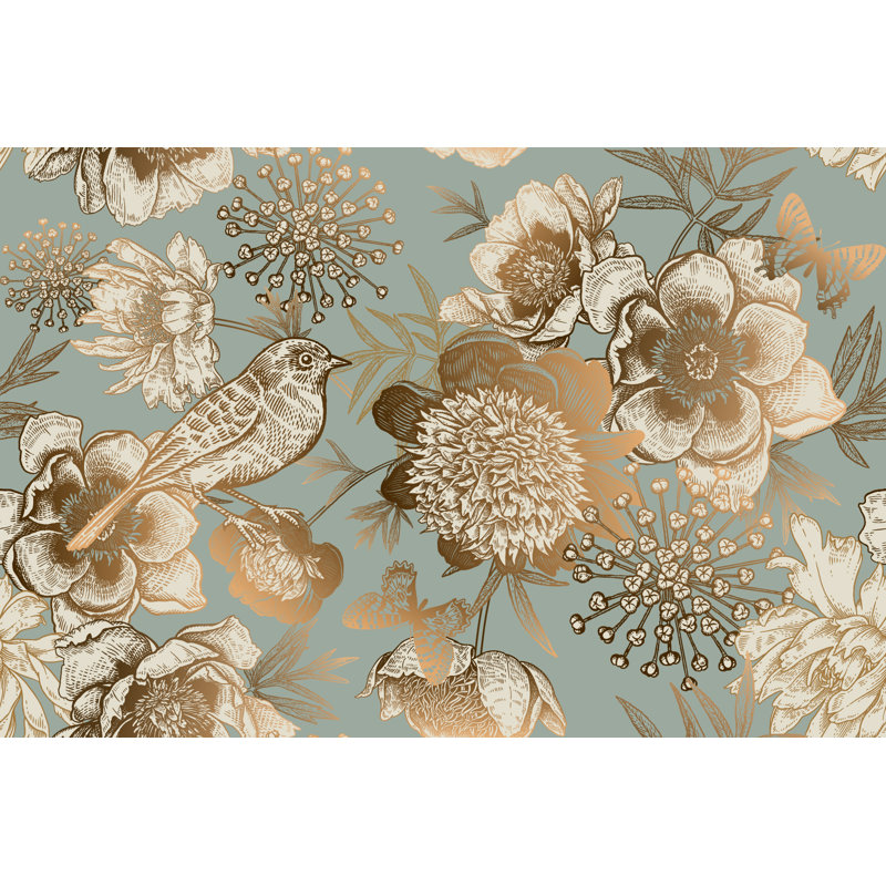 luxury ornate with birds 10 l x 24 w peel and stick wallpaper roll