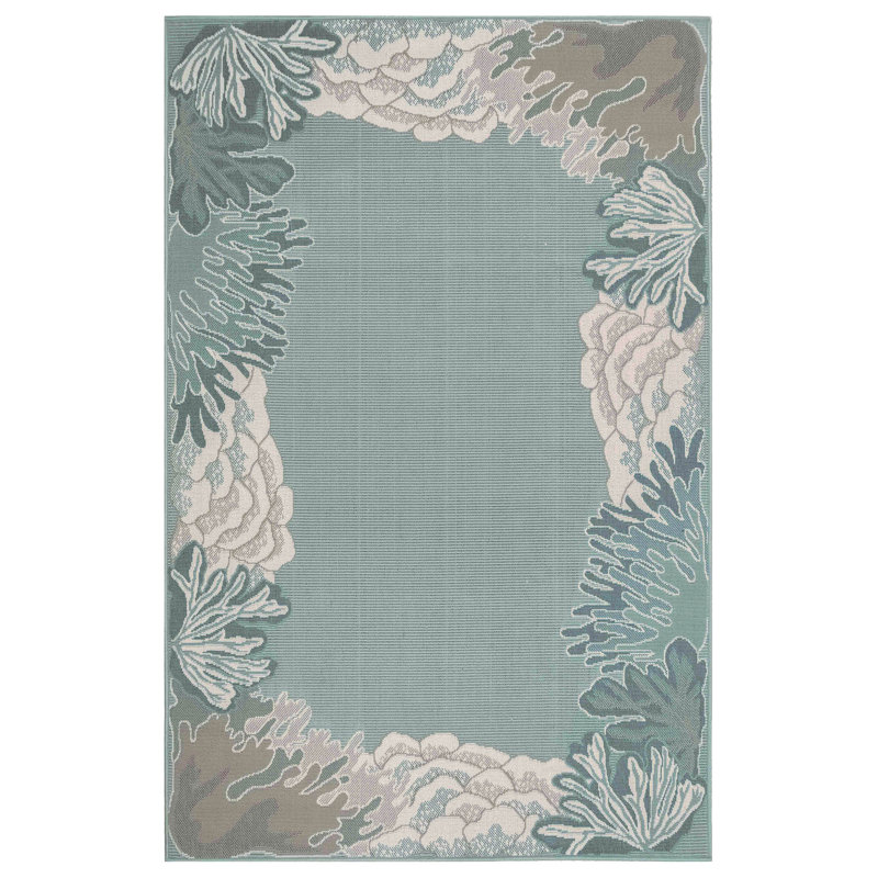 Highland Dunes Ricki Floral Aqua Indoor Outdoor Area Rug Reviews Wayfair