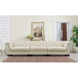 Go to store & view more images Willa Arlo Interiors Lizete Leather Chesterfield Sofa