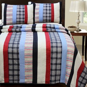 Ronnie Varsity 3 Piece Striped Quilt Set