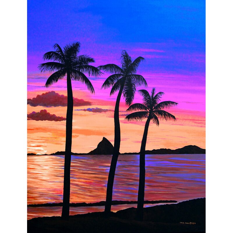 Bay Isle Home Hawaiian Sunset Acrylic Painting Print On Canvas