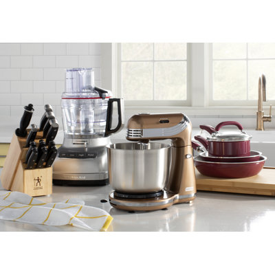 HENCKELS Statement 12-Piece Kitchen Knife Set with Block, ChefÂ’s Knife, Steak Knife, Bread Knife, Steak Knives, Kitchen Knife Sharpener, Light Brown