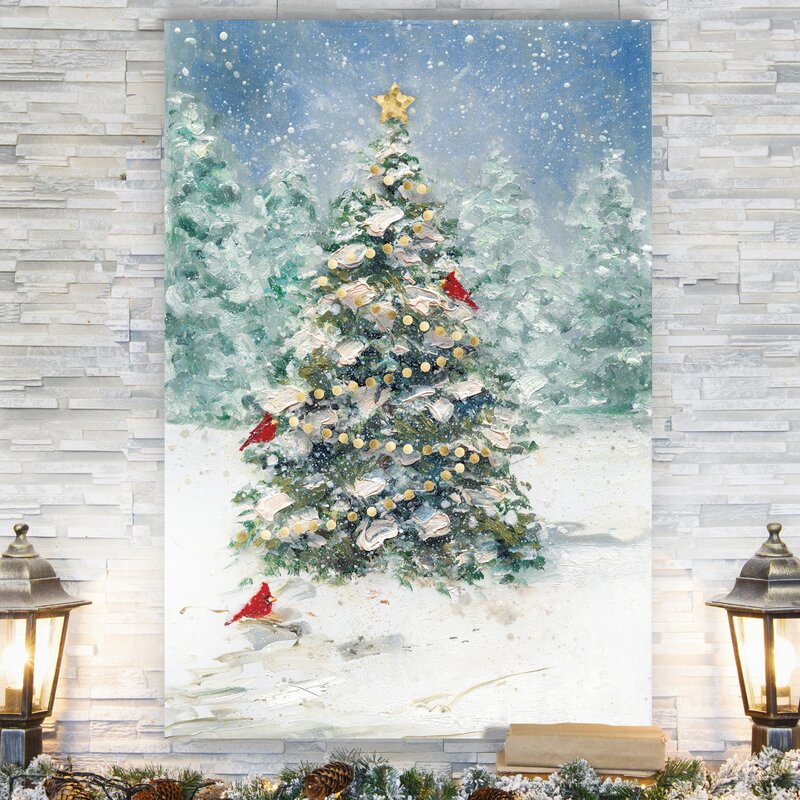Cardinals And Christmas - Wrapped Canvas Print
