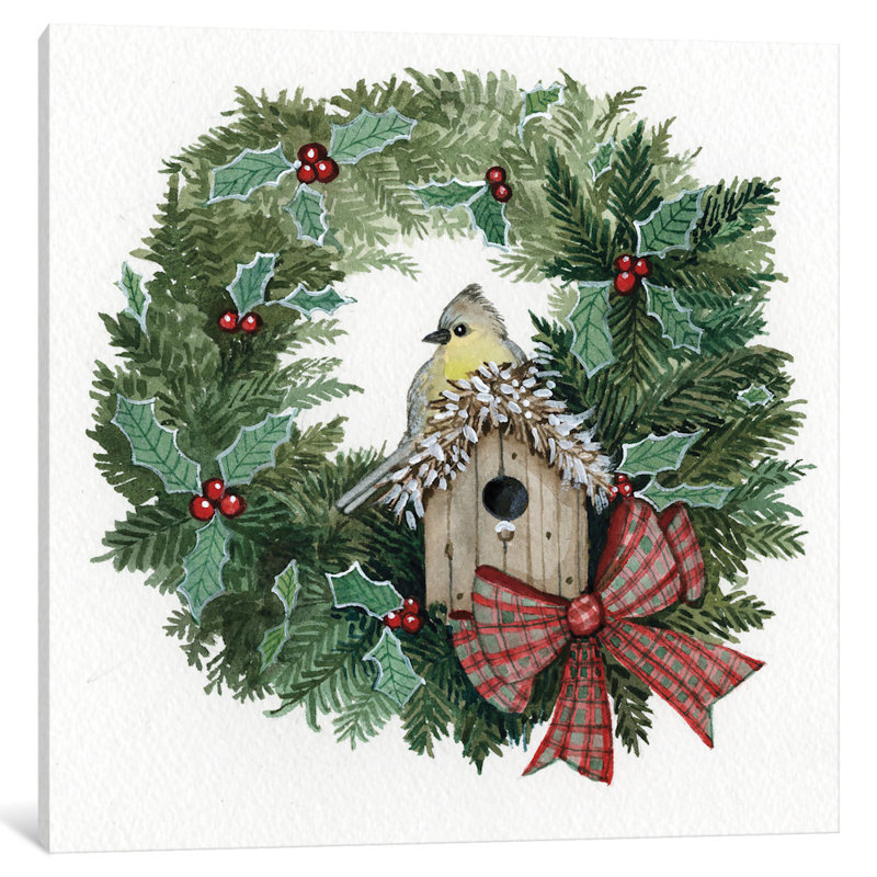 East Urban Home Holiday Wreath Iii Painting Print On Wrapped