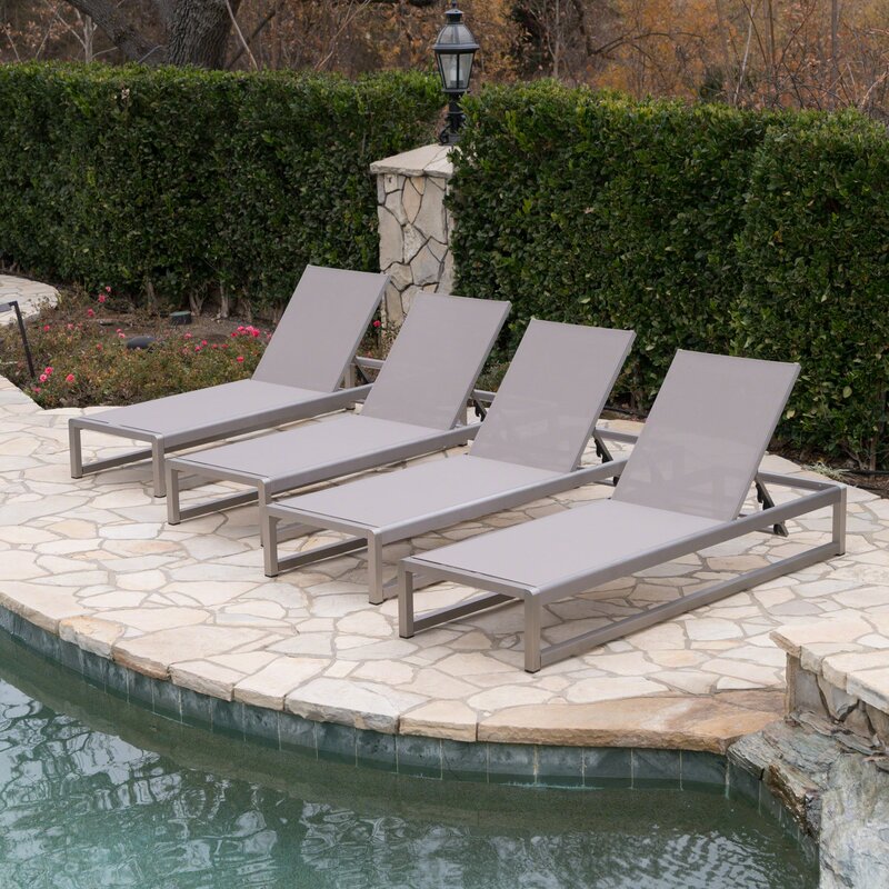 Orren Ellis Roberson Outdoor Mesh Sun Lounger Set Reviews Wayfair