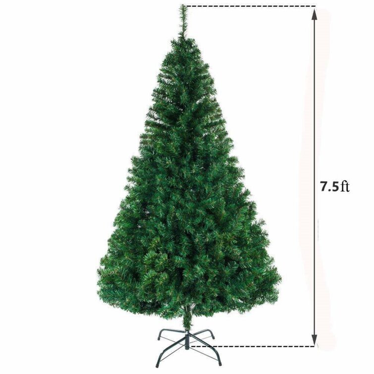 7.5ft Premium Spruce Artificial Holiday Christmas Tree White for Home Office Party Decoration Easy Assembly with Metal Stand 