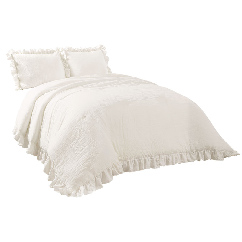Reyna Microfiber 3 Piece Comforter Set Color: White, Size: Full/Queen Comforter + 2 Standard Shams