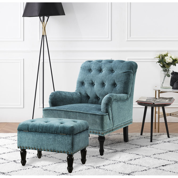 Etta Avenue™ Dyan 28.74'' Wide Tufted Velvet Armchair and Ottoman