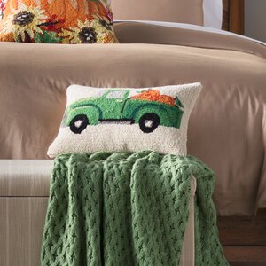 Fall Truck With Pumpkin Wool Lumbar Pillow