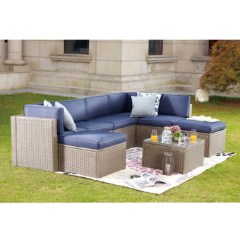 Latitude Run Ambroziu 4 Piece Rattan Sectional Seating Group With Cushions Wayfair