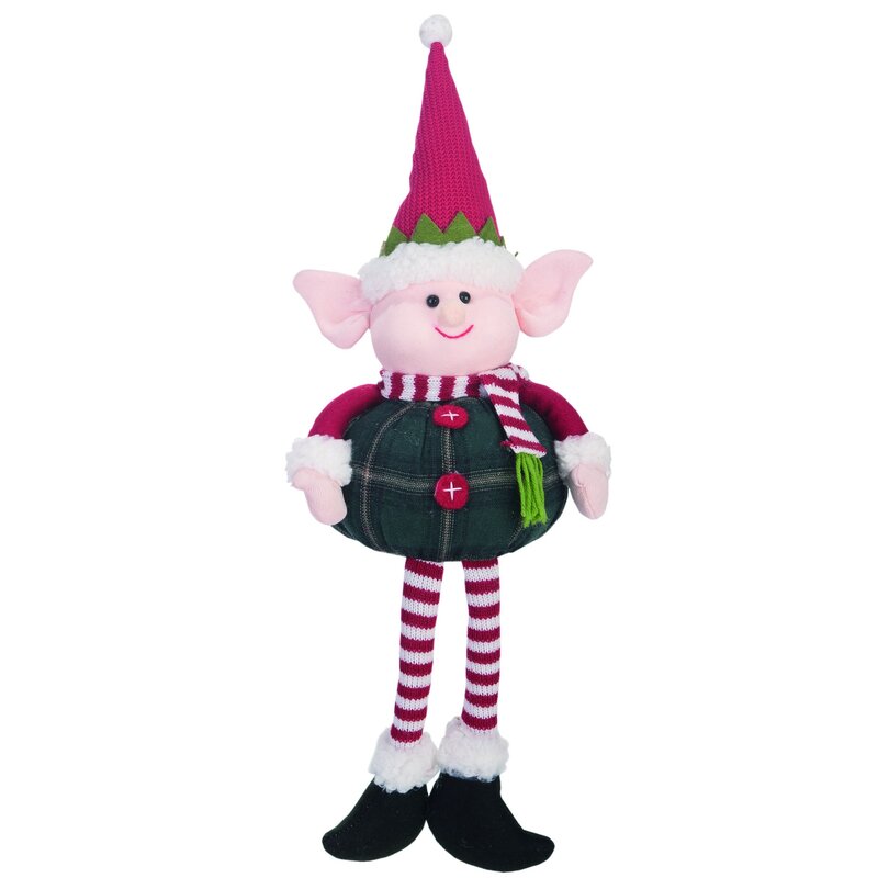 The Holiday Aisle® Fabric Small Plush Elf Shelf Sitter | Wayfair