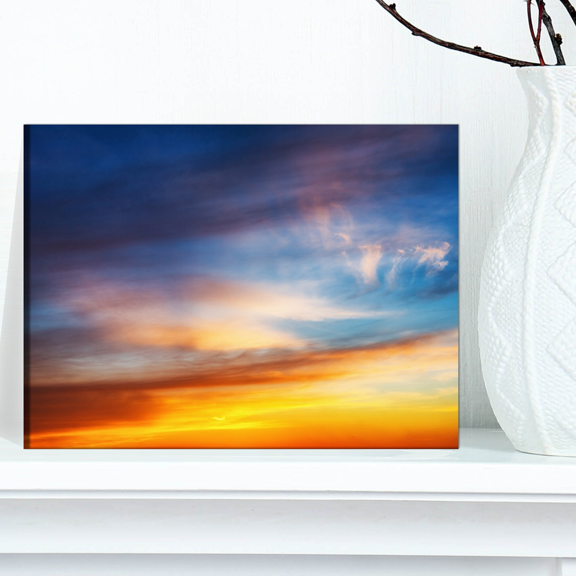 Designart Sunset Dramatic Yellow Sky Clouds Graphic Art On Wrapped Canvas Wayfair