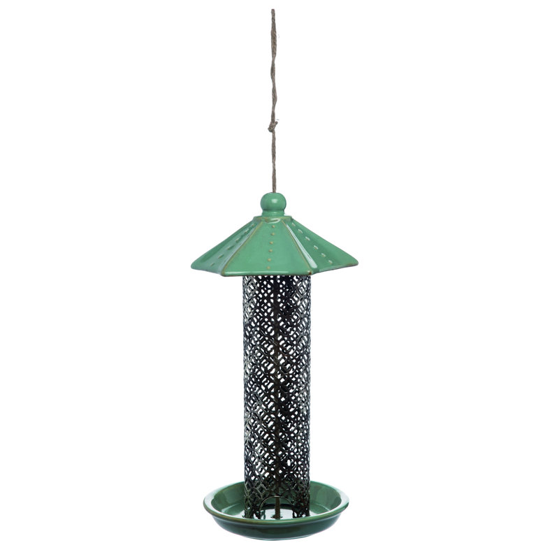 August Grove Lucker Ceramic Tall Spring Decorative Bird Feeder
